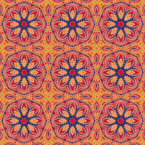 Veelzijdige Mannelijke Rode Blauwe Sjaal Print Kaleidoscopische Bloemsierstijl Indiase Boho — Stockfoto