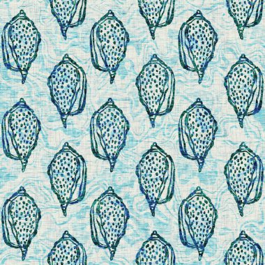  Grunge, ev dekorasyonu kumaş tekstil ürünleri için solgun keten efekt arka planı. Ege Teal deniz kabuğu deniz kabuğu kusursuz desen.