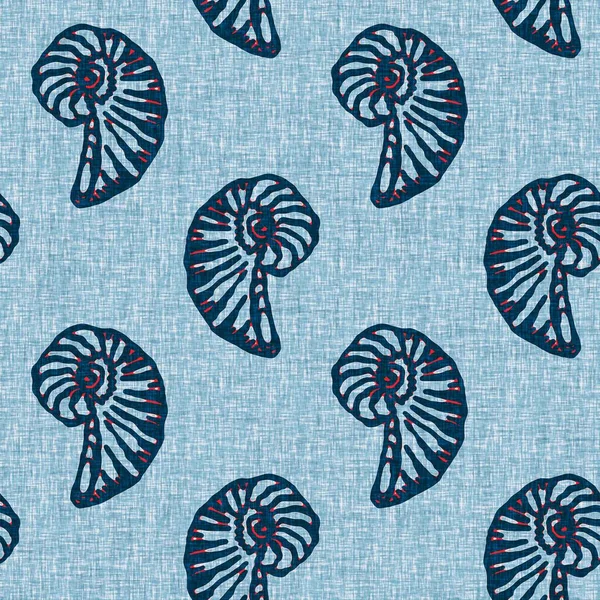 Moderne Marine Shell Print Klassieke Nantucket Stof Textiel Met Hand — Stockfoto