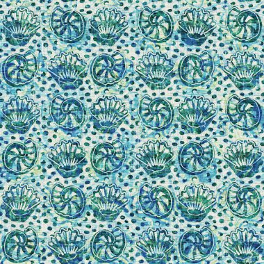  Grunge, ev dekorasyonu kumaş tekstil ürünleri için solgun keten efekt arka planı. Ege Teal deniz kabuğu deniz kabuğu kusursuz desen.