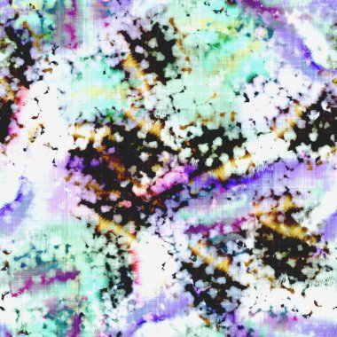  Kusursuz renkli lekeli uzay boyalı efekt modayı. Yumuşak döşenmiş arka plan. Dağınık yaz kravatlı batik plaj aşınma desenli.