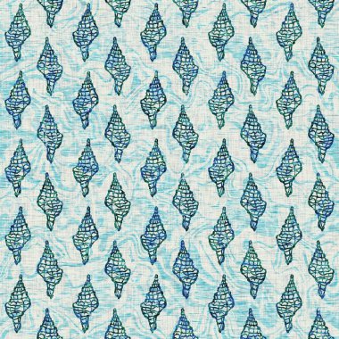  Grunge, ev dekorasyonu kumaş tekstil ürünleri için solgun keten efekt arka planı. Ege Teal deniz kabuğu deniz kabuğu kusursuz desen.