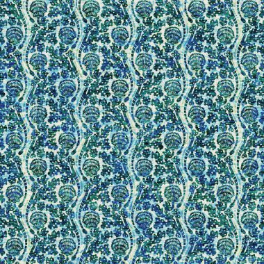  Grunge, ev dekorasyonu kumaş tekstil ürünleri için solgun keten efekt arka planı. Ege Teal deniz kabuğu deniz kabuğu kusursuz desen.