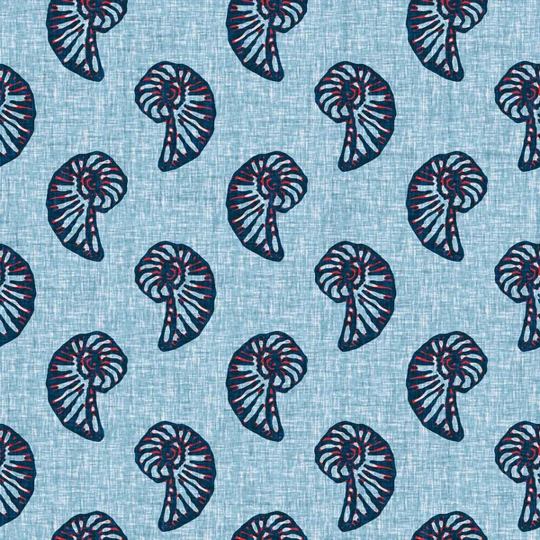 Moderne Marine Shell Print Klassieke Nantucket Stof Textiel Met Hand — Stockfoto