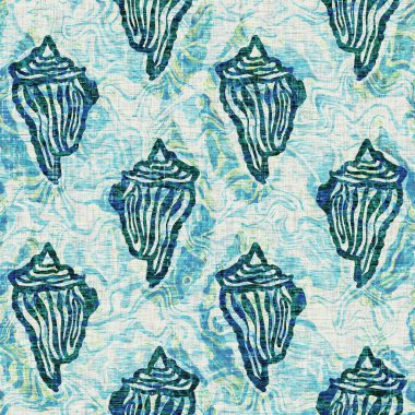  Grunge, ev dekorasyonu kumaş tekstil ürünleri için solgun keten efekt arka planı. Ege Teal deniz kabuğu deniz kabuğu kusursuz desen.