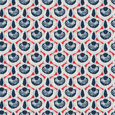  Klasik nantucket kumaş, tekstil, blok baskı tarzında modern deniz kabuğu baskısı. Yaz 2 ton yüksek kontrastlı jpg fayans örneği. Çivit mavisi deniz kabuğu kusursuz desen.