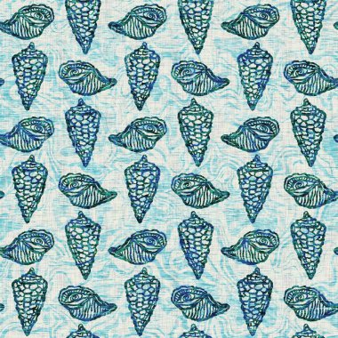  Grunge, ev dekorasyonu kumaş tekstil ürünleri için solgun keten efekt arka planı. Ege Teal deniz kabuğu deniz kabuğu kusursuz desen.