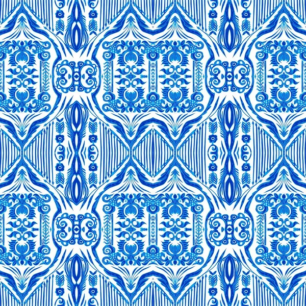 Безшовний Прибережний Геометричний Квітковий Мозаїчний Ефект Декоративні Арабески Протягом Усього — стокове фото