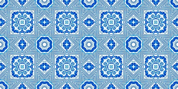 Banner Efeito Mosaico Floral Geométrico Costeiro Sem Costura Ornamental Arabesco — Fotografia de Stock