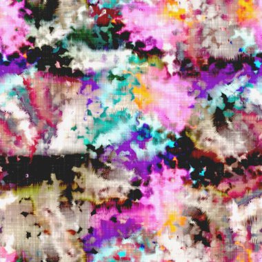  Kusursuz renkli lekeli uzay boyalı efekt modayı. Yumuşak döşenmiş arka plan. Dağınık yaz kravatlı batik plaj aşınma desenli.