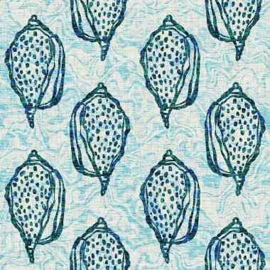  Grunge, ev dekorasyonu kumaş tekstil ürünleri için solgun keten efekt arka planı. Ege Teal deniz kabuğu deniz kabuğu kusursuz desen.