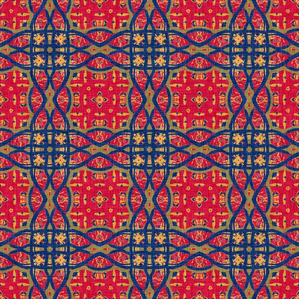 Versatile Masculine Red Blue Scarf Print Kaleidoscopic Floral Ornamental Style — ストック写真