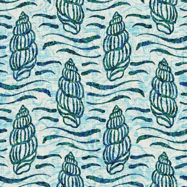  Grunge, ev dekorasyonu kumaş tekstil ürünleri için solgun keten efekt arka planı. Ege Teal deniz kabuğu deniz kabuğu kusursuz desen.