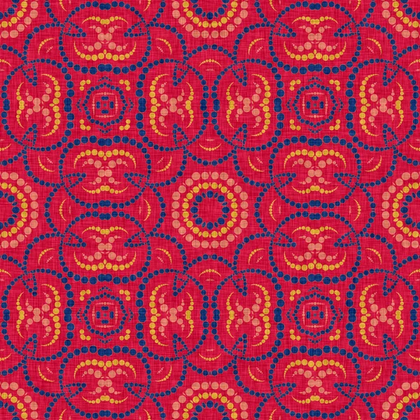 Alsidig Maskulin Rød Blå Tørklæde Print Kalejdoskopisk Blomster Ornamental Stil - Stock-foto