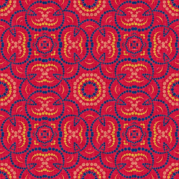 Veelzijdige Mannelijke Rode Blauwe Sjaal Print Kaleidoscopische Bloemsierstijl Indiase Boho — Stockfoto