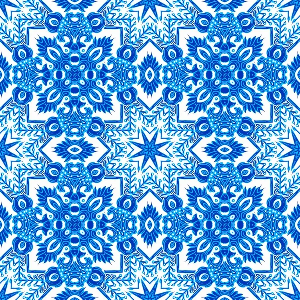 Seamless Coastal Geometric Floral Mosaic Effect Ornamental Arabesque All Summer — Fotografia de Stock