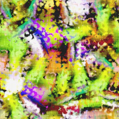  Kusursuz renkli lekeli uzay boyalı efekt modayı. Yumuşak döşenmiş arka plan. Dağınık yaz kravatlı batik plaj aşınma desenli.