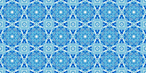 Seamless Coastal Geometrical Floral Mosaic Effect Banner Ornamental Arabesque Summer — Fotografia de Stock