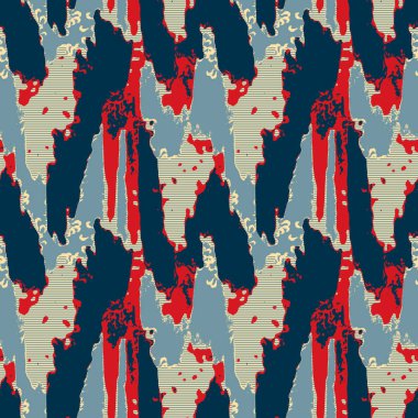  Modern retro-yüzme modadan izler giyer. Memphis tarzı maskülen grunge soyut arka plan. Yüksek kalite jpg swatch. Klasik deniz mavisi, kırmızı, dikişsiz.. 