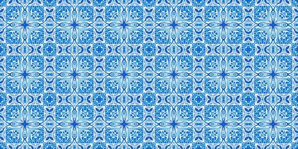 Bezešvé Pobřežní Geometrické Květinové Mozaiky Efekt Prapor Okrasné Arabesque Letní — Stock fotografie