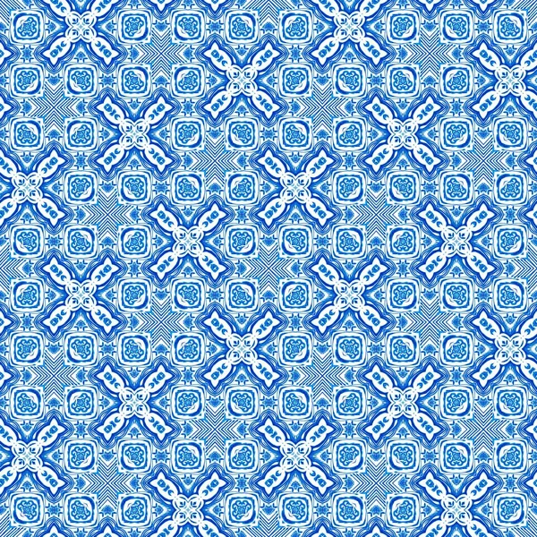 Seamless Coastal Geometric Floral Mosaic Effect Ornamental Arabesque All Summer — Stockfoto