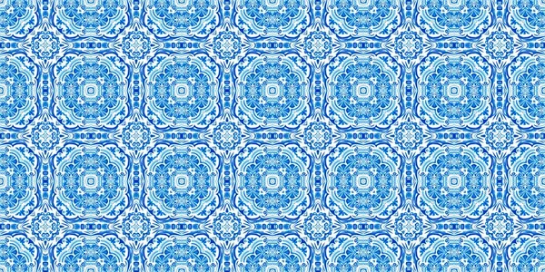Безшовний Прибережний Геометричний Квітковий Банер Ефекту Мозаїки Декоративні Арабески Літньої — стокове фото