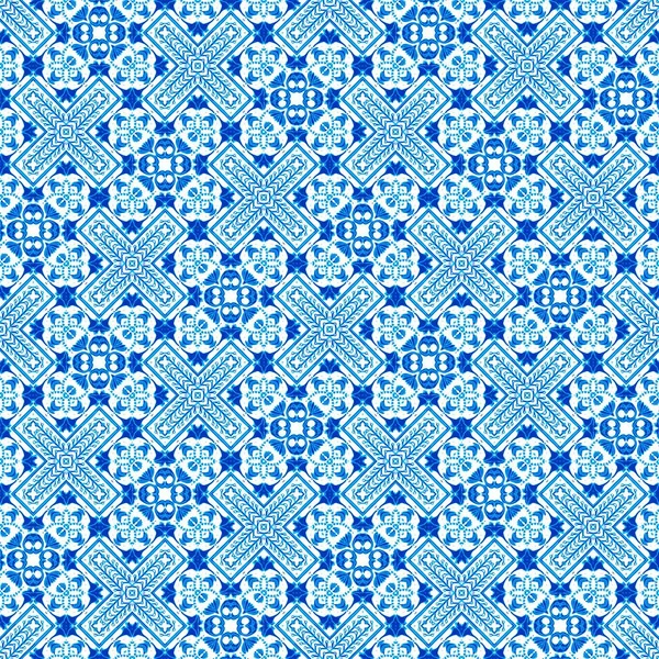 Seamless Coastal Geometric Floral Mosaic Effect Ornamental Arabesque All Summer — Zdjęcie stockowe