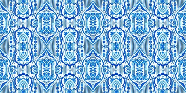 Naadloze Kust Geometrische Bloemenmozaïek Effect Banner Ornamental Arabesque Zomer Mode — Stockfoto