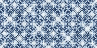 Yıkanmış geometrik çukur boyalı bulanık efekt kenarı. Denizcilik ve deniz mavisi, maskülen, keten desenli sonsuz bant arka plan. İndigo boyası, yıkama, deniz mavisi, dikişsiz sınır deseni.. 