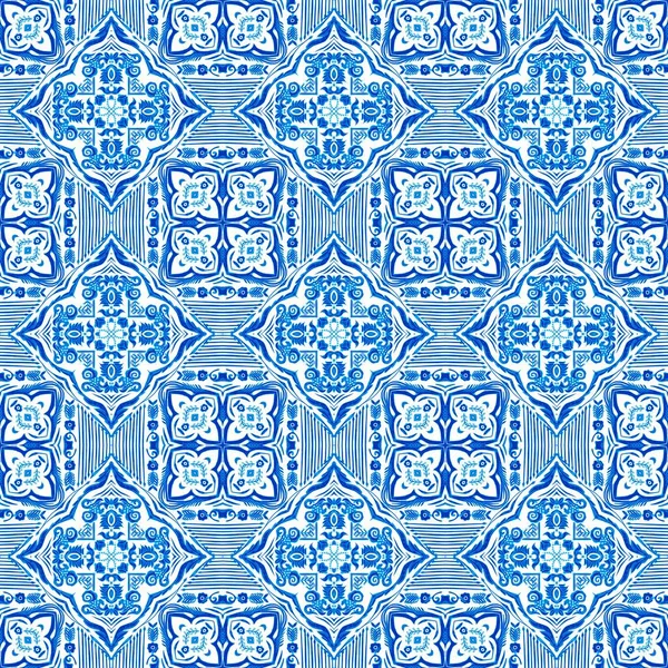 Bezešvé Pobřežní Geometrické Květinové Mozaiky Efekt Ozdobné Arabesque Celé Léto — Stock fotografie