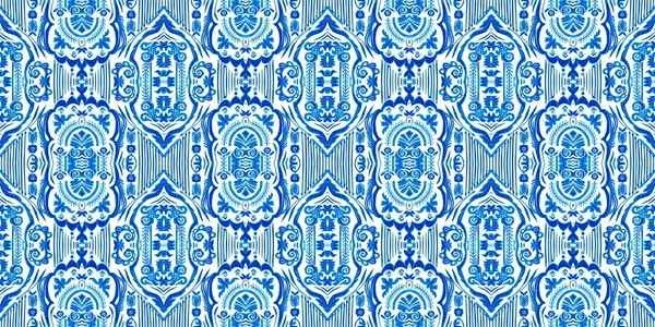 Bezešvé Pobřežní Geometrické Květinové Mozaiky Efekt Prapor Ozdobné Arabesque Letní — Stock fotografie