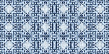 Yıkanmış geometrik çukur boyalı bulanık efekt kenarı. Denizcilik ve deniz mavisi, maskülen, keten desenli sonsuz bant arka plan. İndigo boyası, yıkama, deniz mavisi, dikişsiz sınır deseni.. 