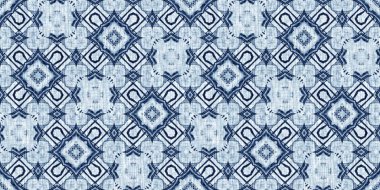 Yıkanmış geometrik çukur boyalı bulanık efekt kenarı. Denizcilik ve deniz mavisi, maskülen, keten desenli sonsuz bant arka plan. İndigo boyası, yıkama, deniz mavisi, dikişsiz sınır deseni.. 