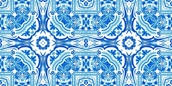 Безшовний Прибережний Геометричний Квітковий Банер Ефекту Мозаїки Декоративні Арабески Літньої — стокове фото
