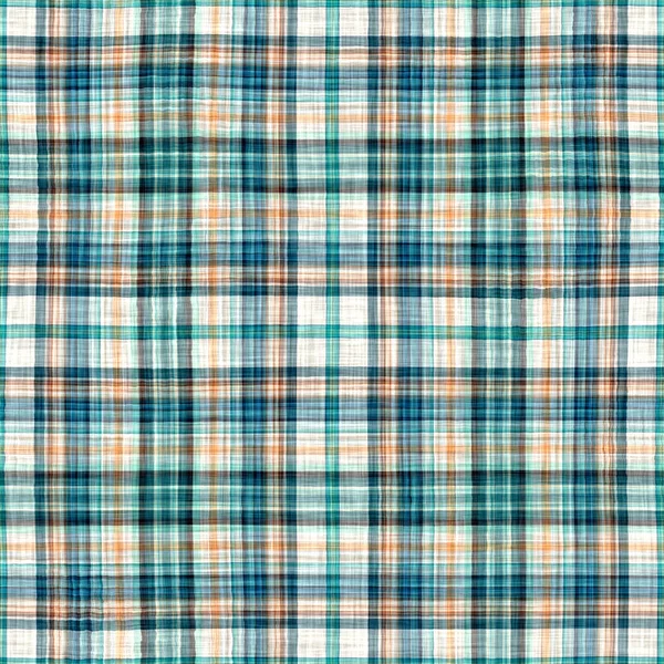 Seamless Sailor Flannel Textile Gingham Repeat Swatch Teal Rustic Coastal — Foto de Stock