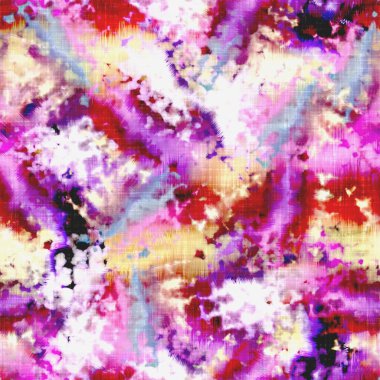  Kusursuz renkli lekeli uzay boyalı efekt modayı. Yumuşak döşenmiş arka plan. Dağınık yaz kravatlı batik plaj aşınma desenli.