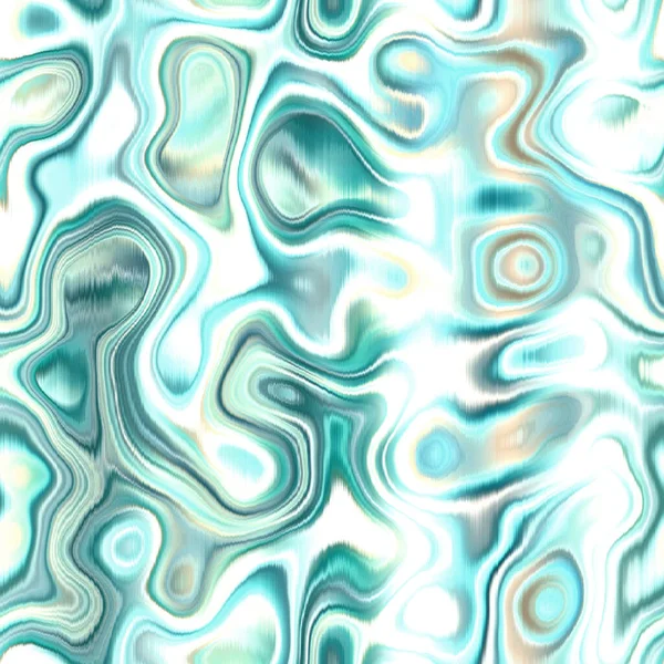 Washed Teal Wavy Blur Melange Seamless Pattern Aquarelle Effect Boho — Stock Photo, Image