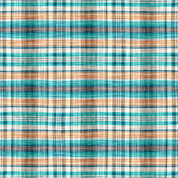 Seamless Sailor Flannel Textile Gingham Repeat Swatch Teal Rustic Coastal — 스톡 사진