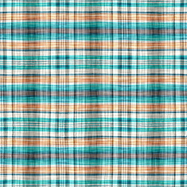 Seamless Sailor Flannel Textile Gingham Repeat Swatch Teal Rustic Coastal — Stock fotografie