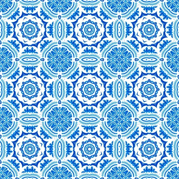 Seamless Coastal Geometric Floral Mosaic Effect Ornamental Arabesque All Summer — Fotografia de Stock