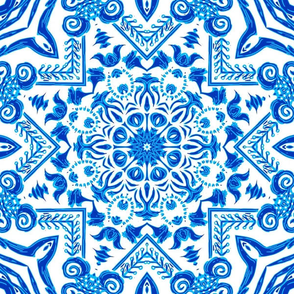 Naadloze Kust Geometrische Bloemen Mozaïek Effect Ornamental Arabesque Hele Zomer — Stockfoto
