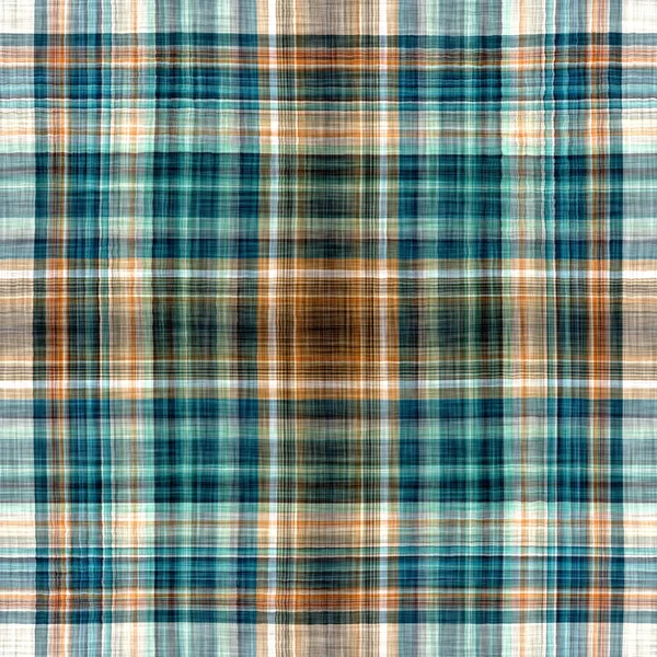 Seamless Sailor Flannel Textile Gingham Repeat Swatch Teal Rustic Coastal — 图库照片