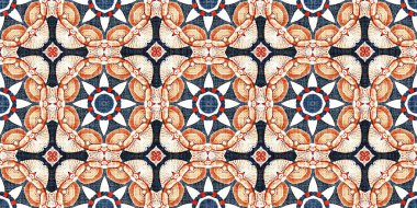  Nantucket tarzı dekoratif tasarımlı erkeksi moda süsleme afişi. Bitmek bilmeyen tekrarlanabilir kaset. Retro mavi desen çarpışma geometrik bandana kenarı. 