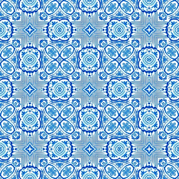 Bezešvé Pobřežní Geometrické Květinové Mozaiky Efekt Ozdobné Arabesque Celé Léto — Stock fotografie