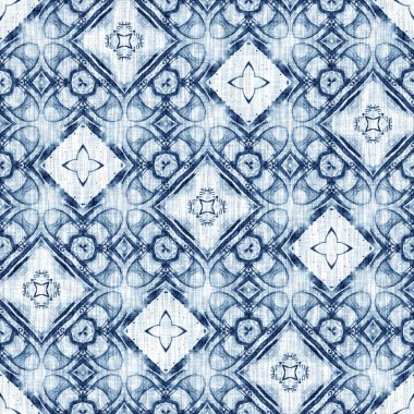 Çivit boyası, sahil temizliği, Damask yorganı, kusursuz desen. Dip Boyalı Görüntü efekti Deniz ve Deniz Mavisi İç Tekstil Arkaplanlarında keten desenli döşeme efekti