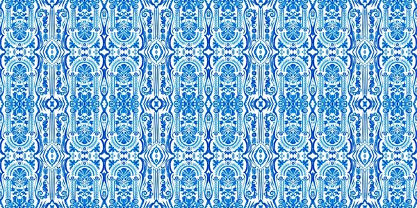 Bezešvé Pobřežní Geometrické Květinové Mozaiky Efekt Prapor Ozdobné Arabesque Letní — Stock fotografie