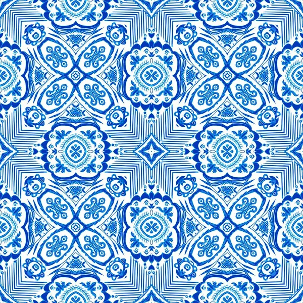 Seamless Coastal Geometric Floral Mosaic Effect Ornamental Arabesque All Summer — Fotografia de Stock