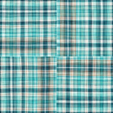  Seamless sailor flannel textile gingham repeat swatch.Teal rustic coastal beach house check fabric tile.