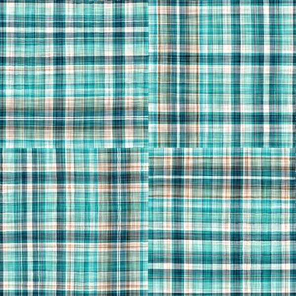 Seamless Sailor Flannel Textile Gingham Repeat Swatch Teal Rustic Coastal —  Fotos de Stock