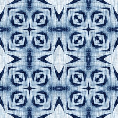 Çivit boyası, sahil temizliği, Damask yorganı, kusursuz desen. Dip Boyalı Görüntü efekti Deniz ve Deniz Mavisi İç Tekstil Arkaplanlarında keten desenli döşeme efekti